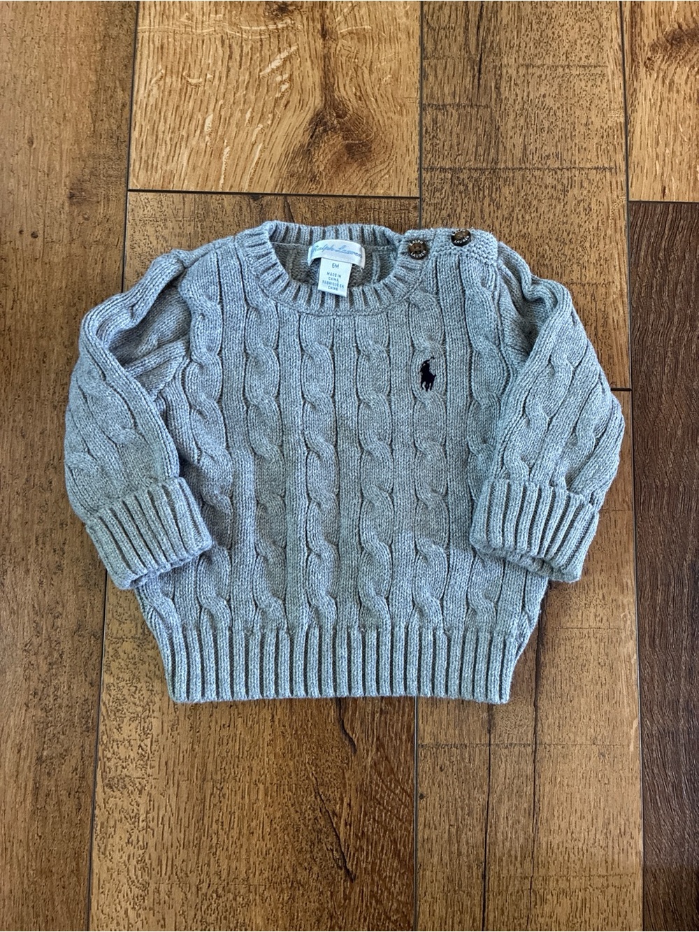 Polo by Ralph Lauren Light Gray Cable-Knit Crewneck Sweater